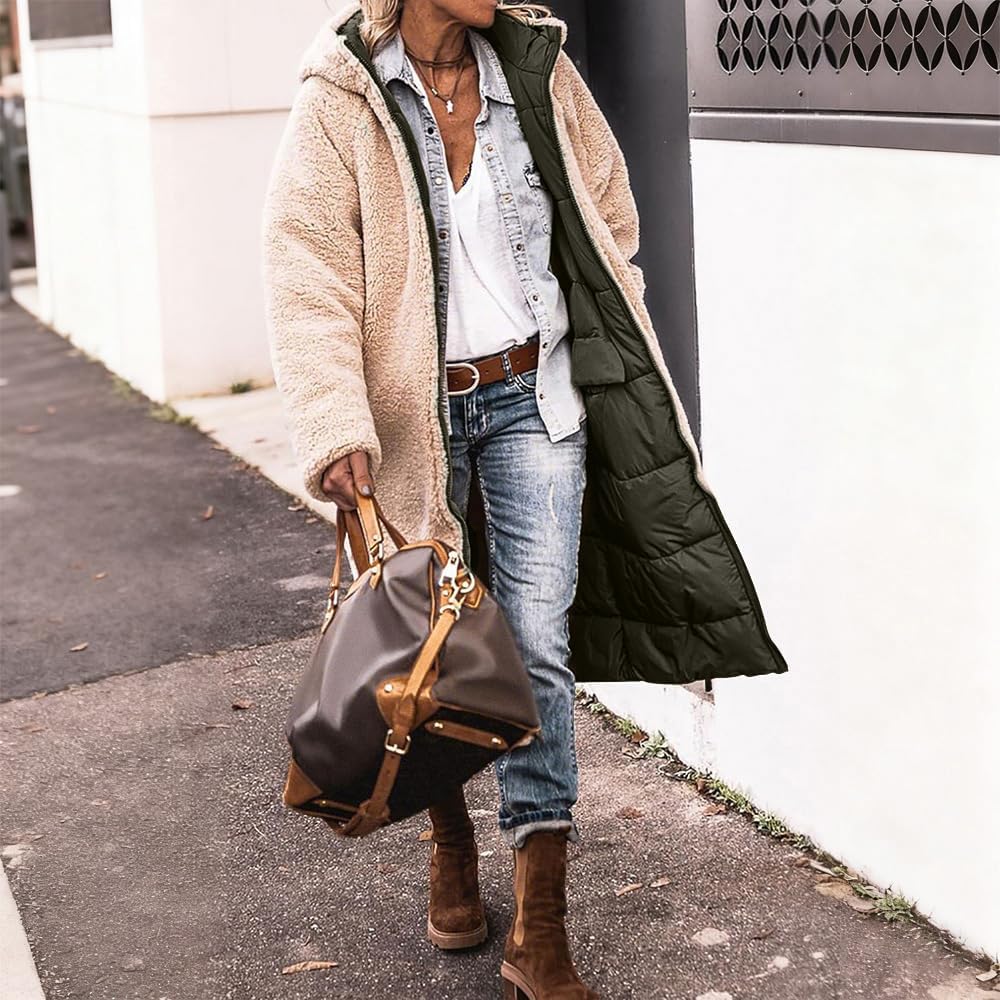 Women's Winter Coats Warm Thicken Long Coats Jackets Fashion Oversized Long Sleeve Parka with Hood