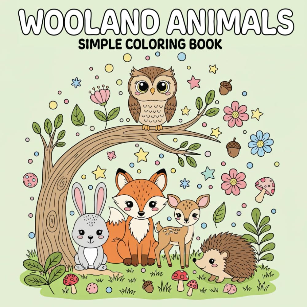 Woodland Animals Coloring Book: Simple & Cute Forest Creatures for Relaxing Coloring Fun