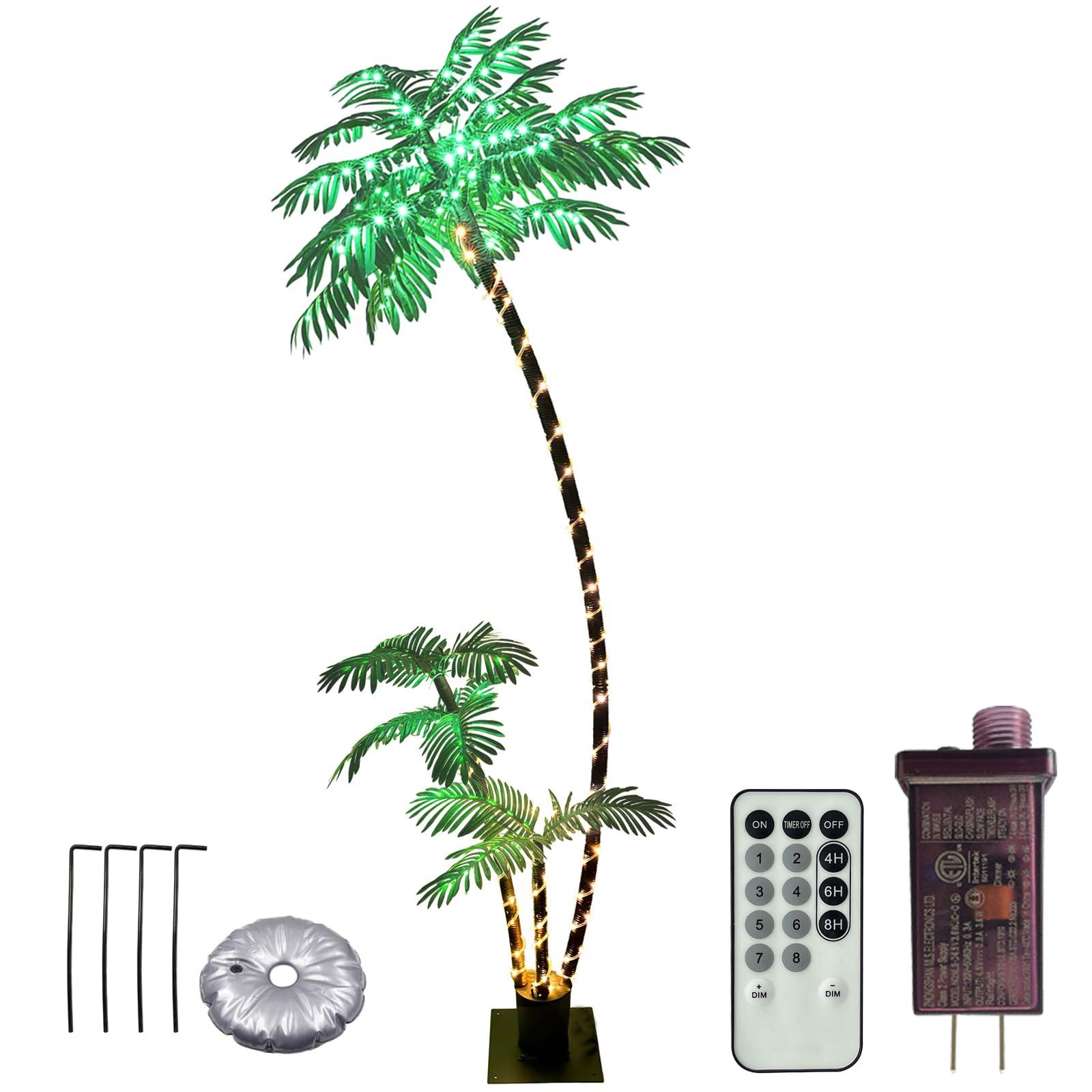 Photo 1 of Peyayi 6 Feet Artificial Palm Tree, Light Up 220LED Christmas Tree Decorations, 8 Modes Fake Room Decor Palm Trees for Outside Patio, Home Indoor, Tiki Bar, Outdoor Pool Tropical Party
