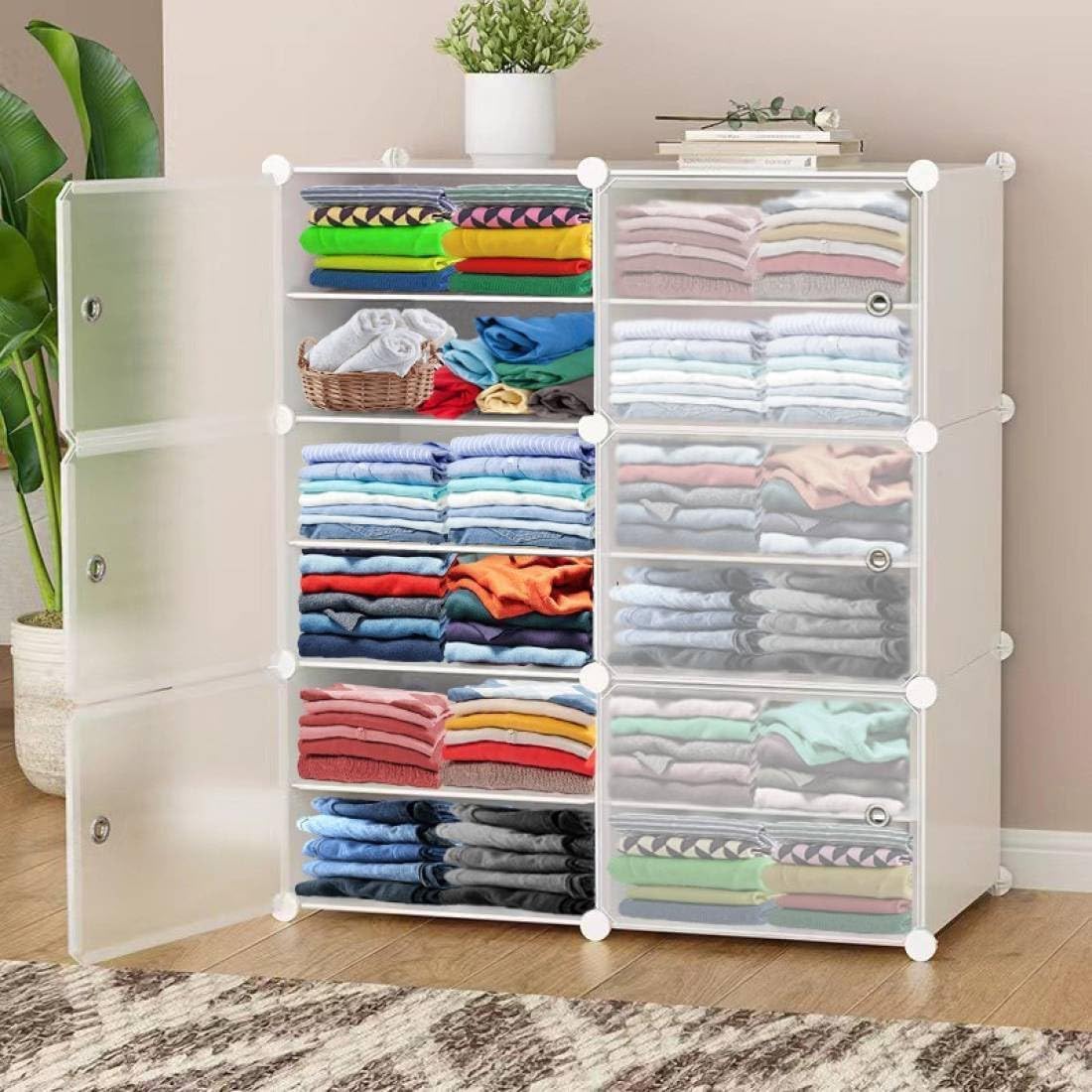 PESOMA Collapsible Wardrobe, Clothes Organizer for Cupboard, Organizer for Clothes Foldable and Stackable Organizer for Clothes DIY Eco Friendly Plastic Organizer (White, 12-Layer) (B0CSWJWJ2J) Amazon Price History, Amazon Price Tracker