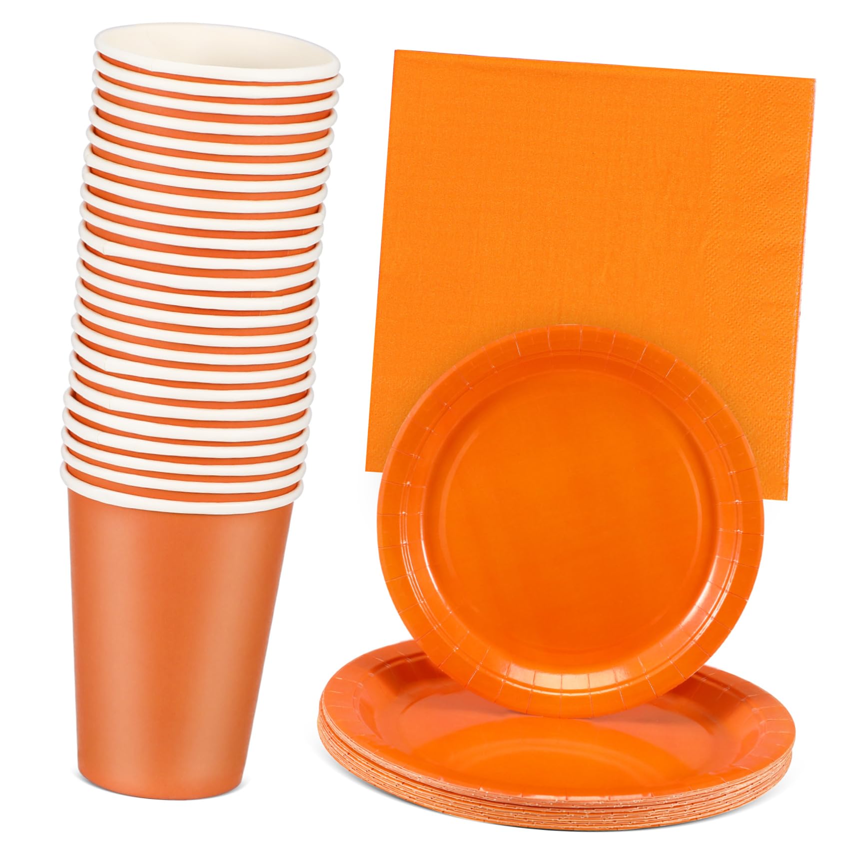 Juego de Vajilla para Fiestas Platos de Papel Naranjas de Papel
