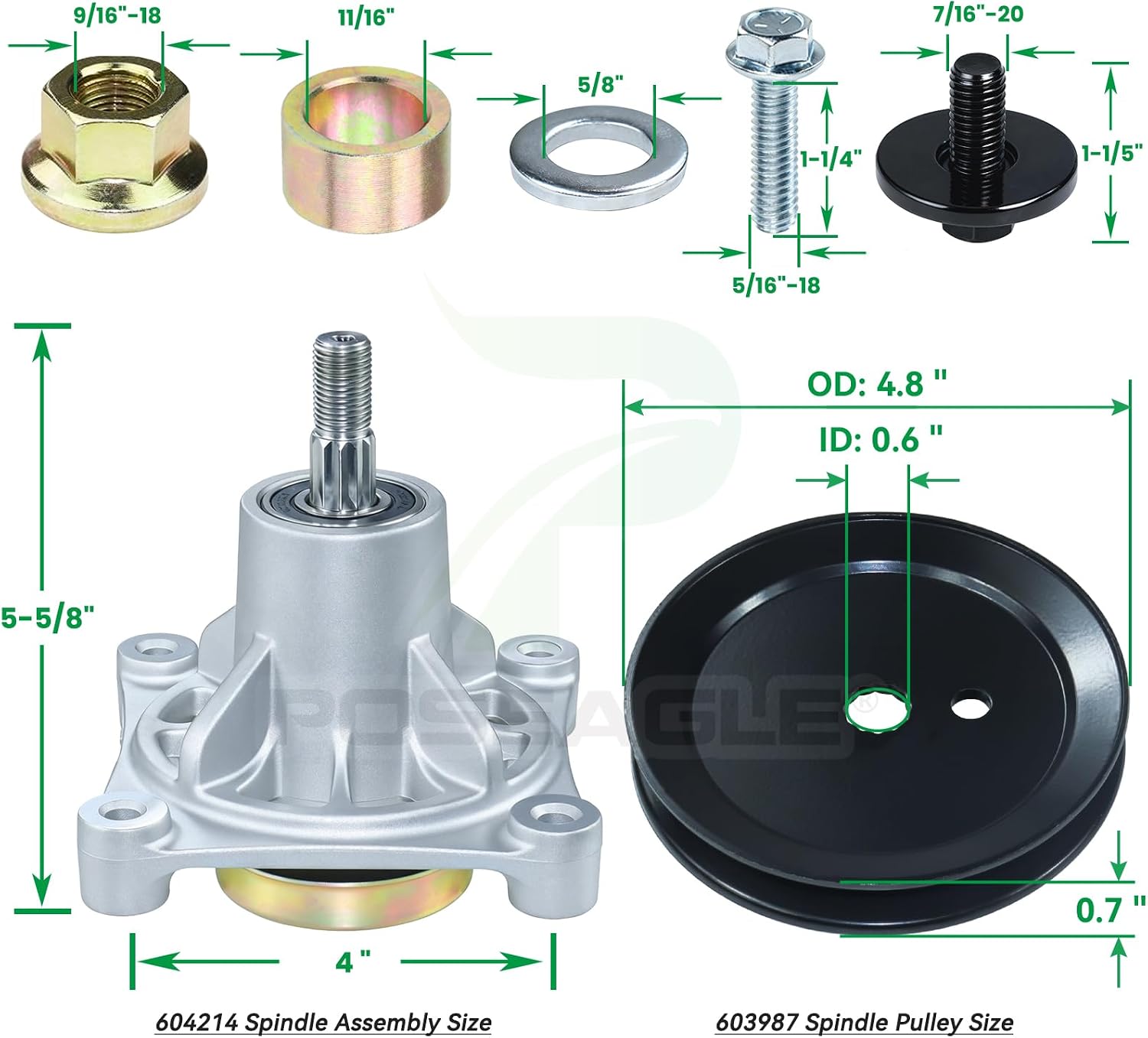 2 Pack 604214 Spindle Assembly with 603987 Spindle Pulley 607059 Belt 1/2x108 Replace Hustler 604214 Spindle Assembly for 42 inch Hustler Raptor Deck Spindles 938498 939249 Decks