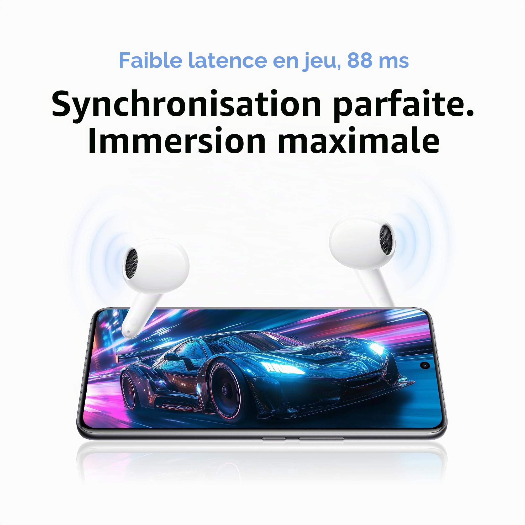 vivo Buds Air3, Wirless-Earphones, jusqu'à 50 heures de batterie, légèreté 3,6g, faible latence dans le jeu (88 ms), double connexion à plusieurs appareils, réduction du bruit lors des appels avec AI