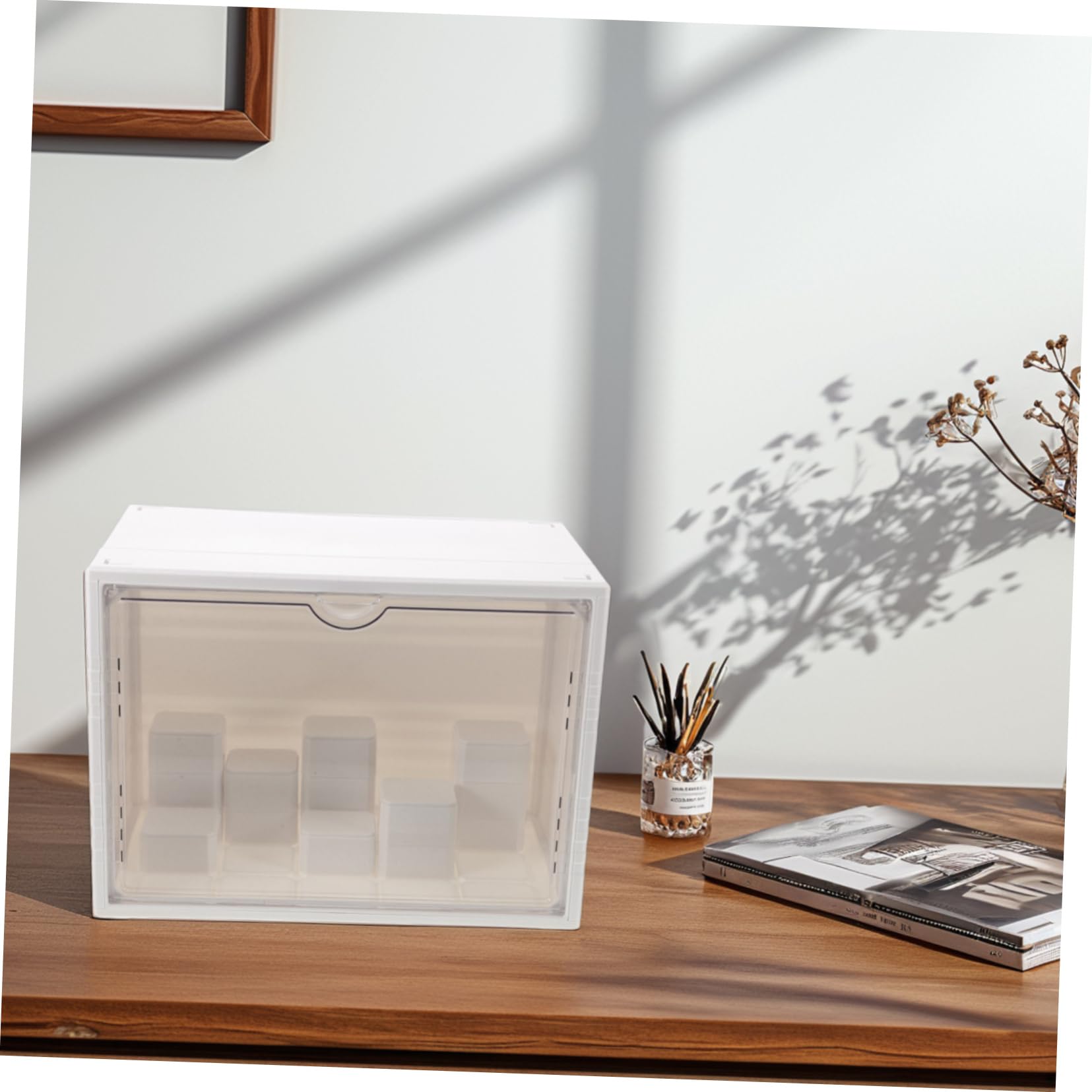 PRETYZOOM Vitrina Coleccionable Transparente para Figuras y Decoración Estante Expositor Mini Gabinete De Rocas Cajas Organizadoras para Oficina y Hogar