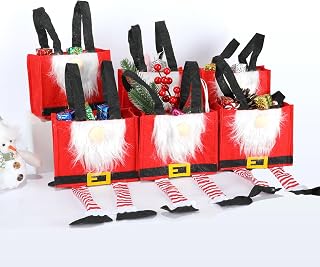 MSQ 6PCS Christmas Decorations Gift Bags Candy Bags Santa Pants Style Lovely Treat Bags Best for Wedding Holiday New Year Small Size,White Beard