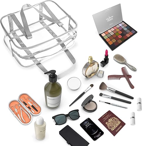 Miniatura 6 de UEOE Bolsas de maquillaje grandes transparentes de PVC grueso con cremallera, bolsa de aseo transparente para el trabajo diario, viajes, deportes,