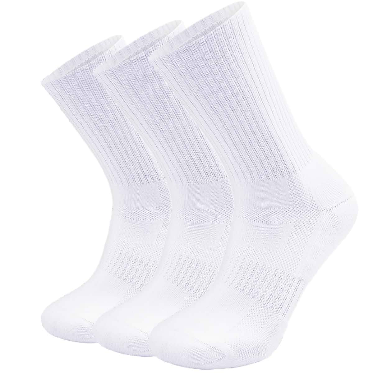 SOX TOWN Cushioned Crew Training Athletic Socks for Unisex Men Women Sports Combed Cotton, Moisture Wicking, Odor Control, Arch Support, Breathable, Comfortable, Durable, Cooling, Size M/L/XL 3/6 Pack