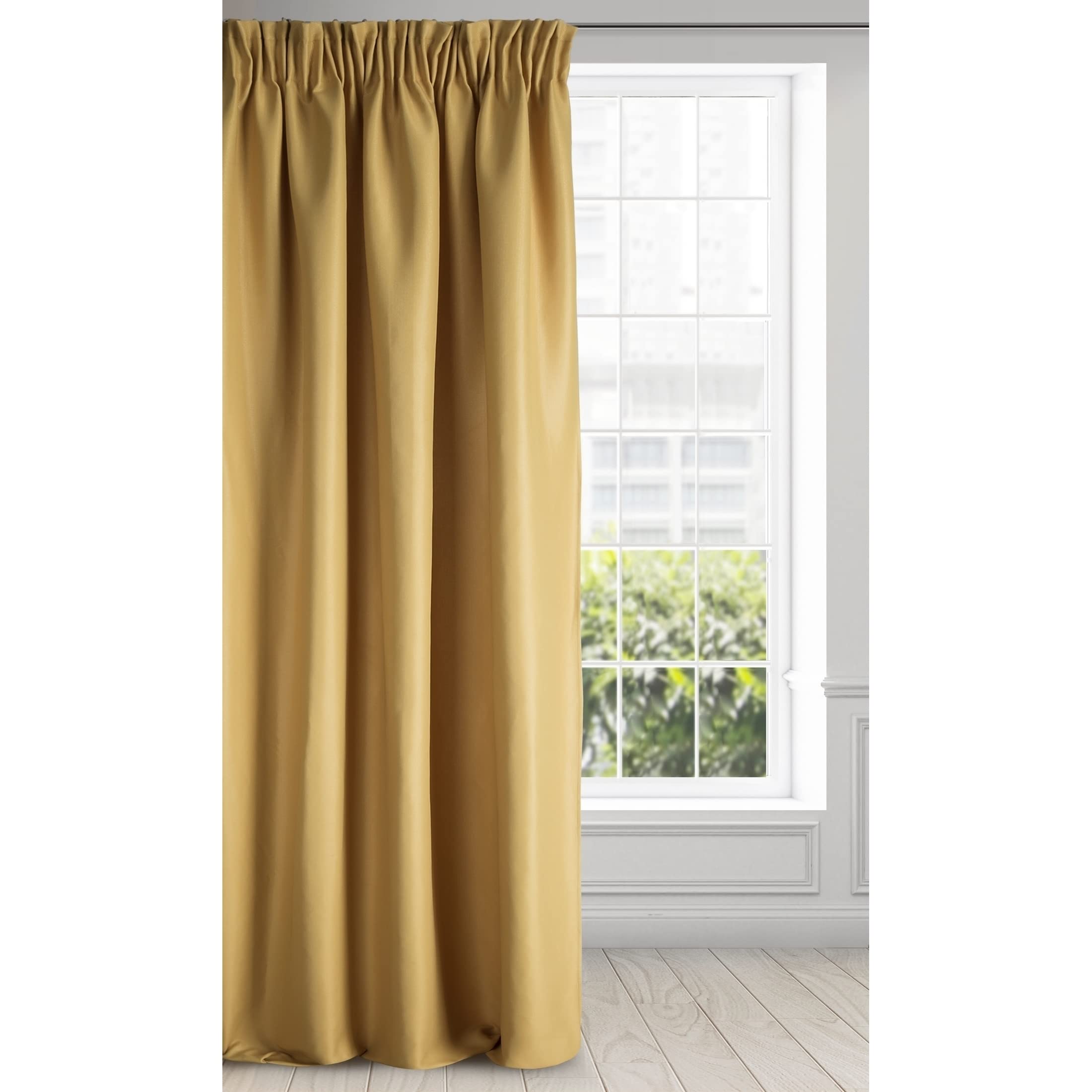 Eurofirany Essme Curtain Shiny Ruffle Tape Smooth Trend Elegant Bedroom Living Room Golden Yellow 140 x 270 cm