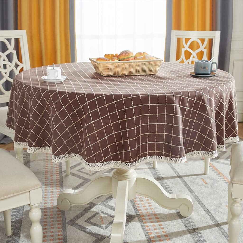 Nappe de table ronde en coton lin style treillis pour sublimer vos repas