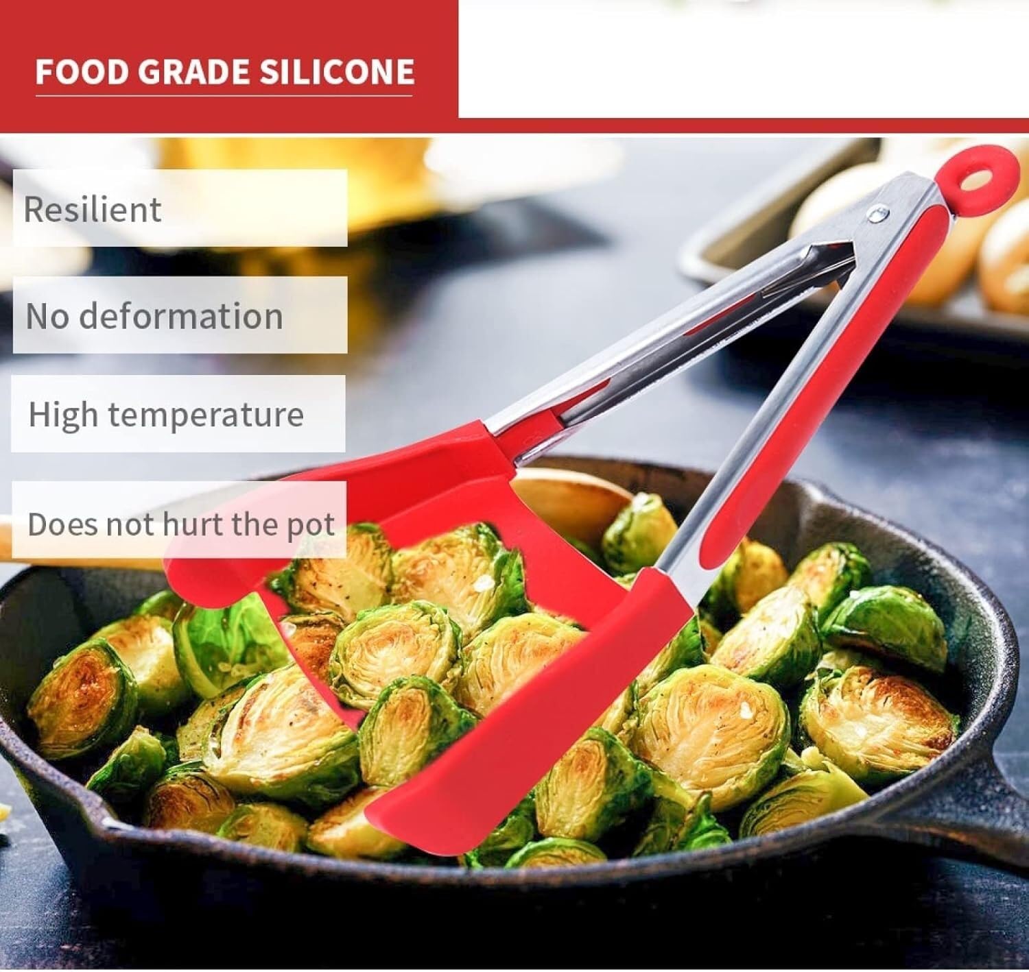 Juego de Utensilios de Cocina, Los Utensilios De Cocina Fijaron 2 En 1 Herramientas 2pcs del Silicón del Marco Resistente Al Calor Antiadherente