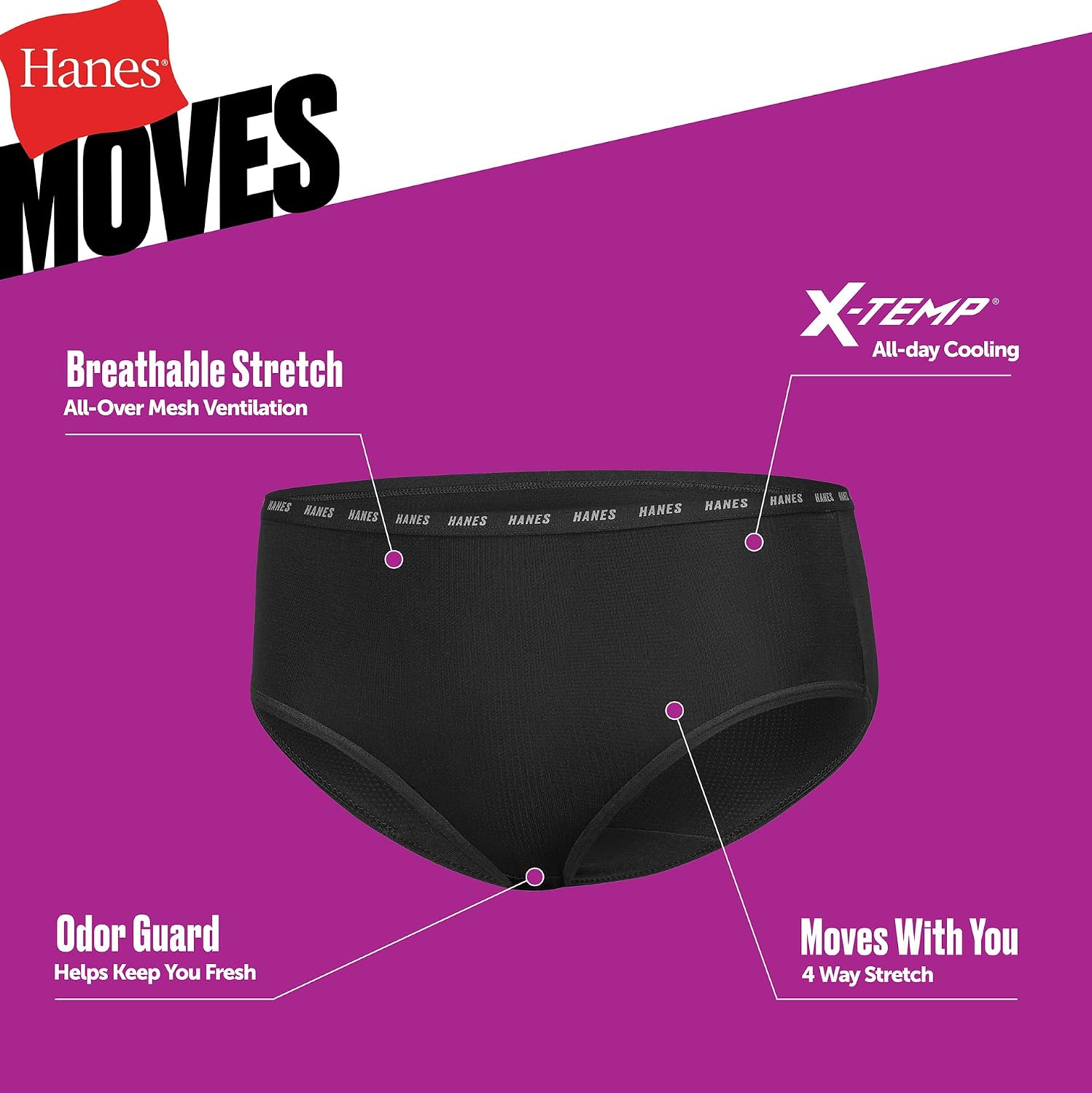 Hanes Girls' Big Moves Breathable Stretch Tween Underwear