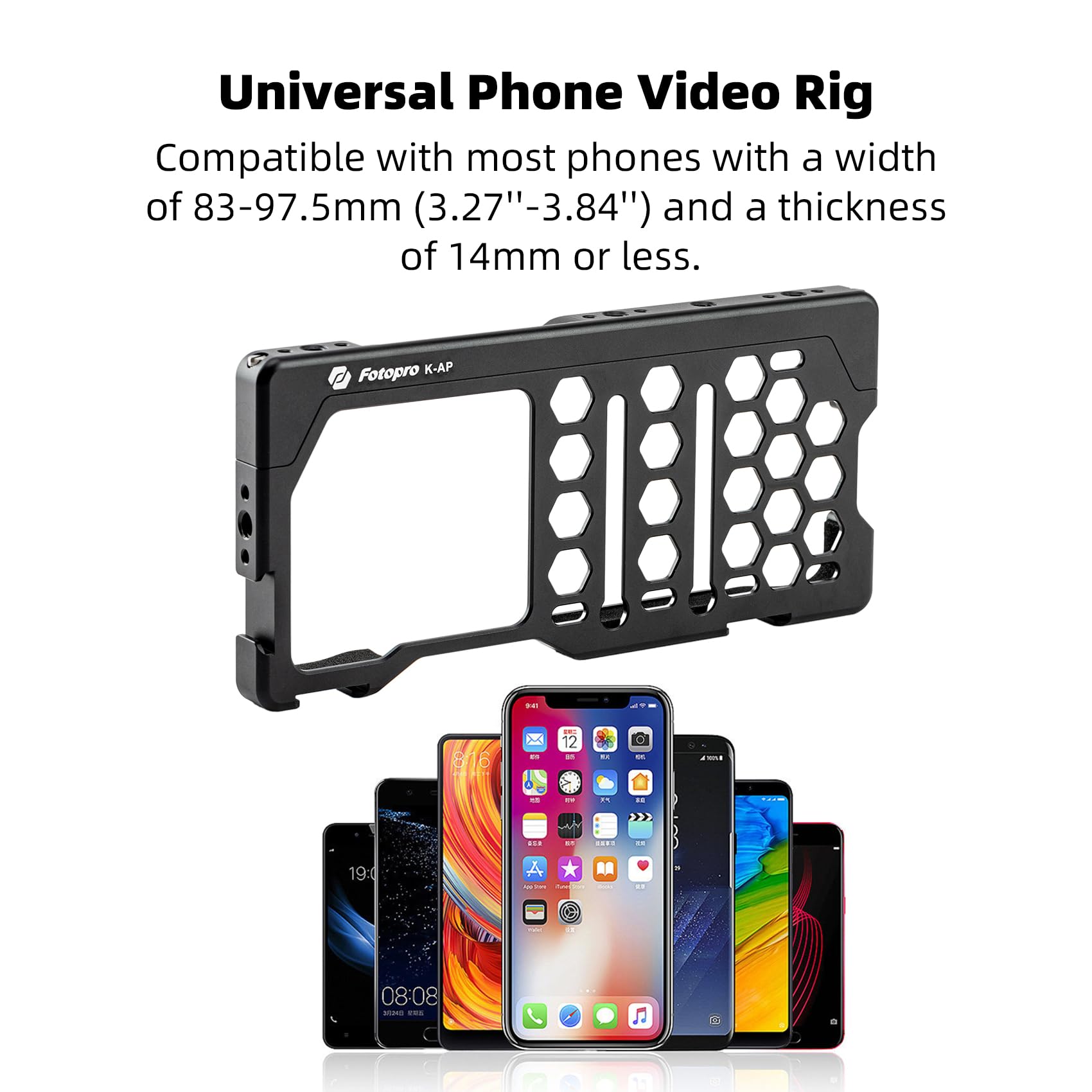 Fotopro Stabilisateur Vidéo Universel pour Téléphone Alliage d'aluminium Trois Chaussures Froides Smartphone Video Rig pour Vidéographie Photographie Vlogging Streaming en Direct Réalisation de Films