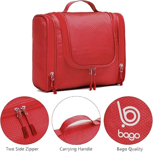 Miniatura 2 de bago Neceser de viaje impermeable grande para baño y bolsa de viaje para organizador de artículos de tocador, Rojo -, Equipaje