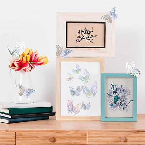Miniatura 4 de 48 PCS Laser Butterfly Decorations, 3D Butterfly Decoration with 4 Styles 3 Sizes, Removable Butterfly Wall Decor Stickers (Laser)