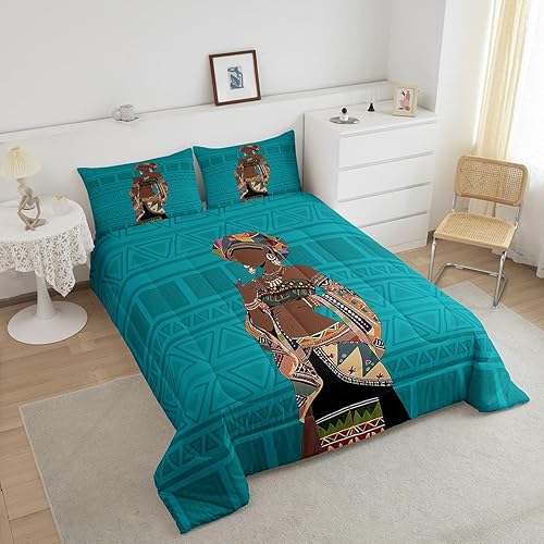Miniatura 3 de Juego de edredón egipcio, juego de ropa de cama de mujer africana, estilo tribal egipcio, edredón de plumón para niños, niñas, adultos, mujeres