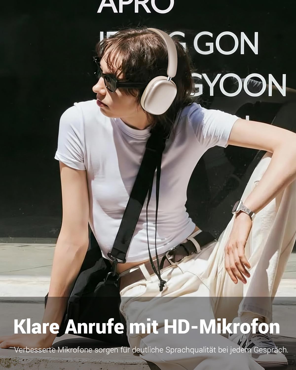 Wentronic Y01 Noise-Cancelling-Kopfhörer, Kabellose Over-Ear-Kopfhörer, Bluetooth 5.3, Hi-Res Sound, 48h Wiedergabe, faltbar, mit Mikrofon für iOS/Android/PC – Sternenlicht