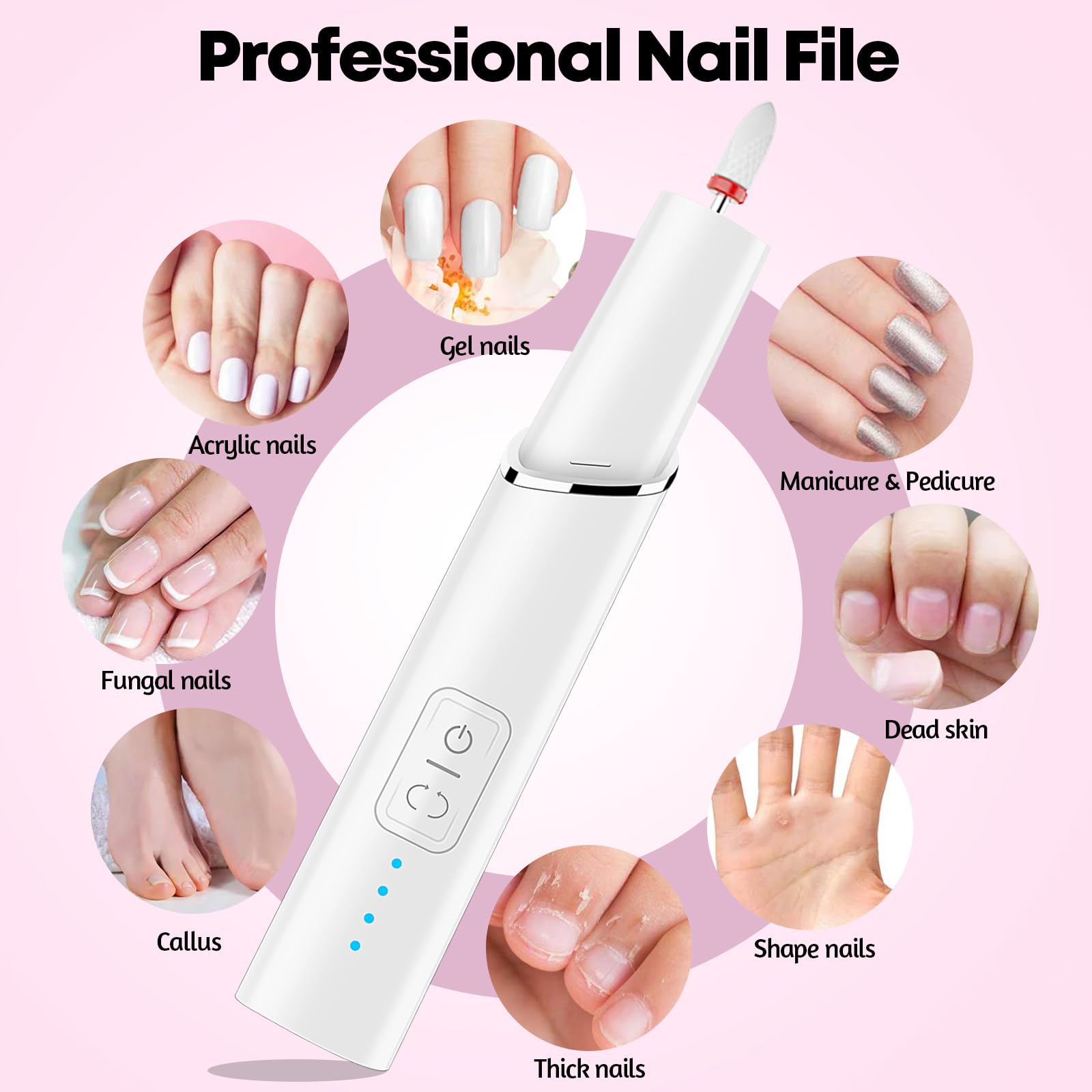 Profesjonalna elektryczna frezarka do paznokci, zestaw do manicure, 15 000 obr./min, regulowana prędkość, pedicure, zestaw do manicure żelowego, skórek paznokci, żel akrylowy, zestaw do manicure dla