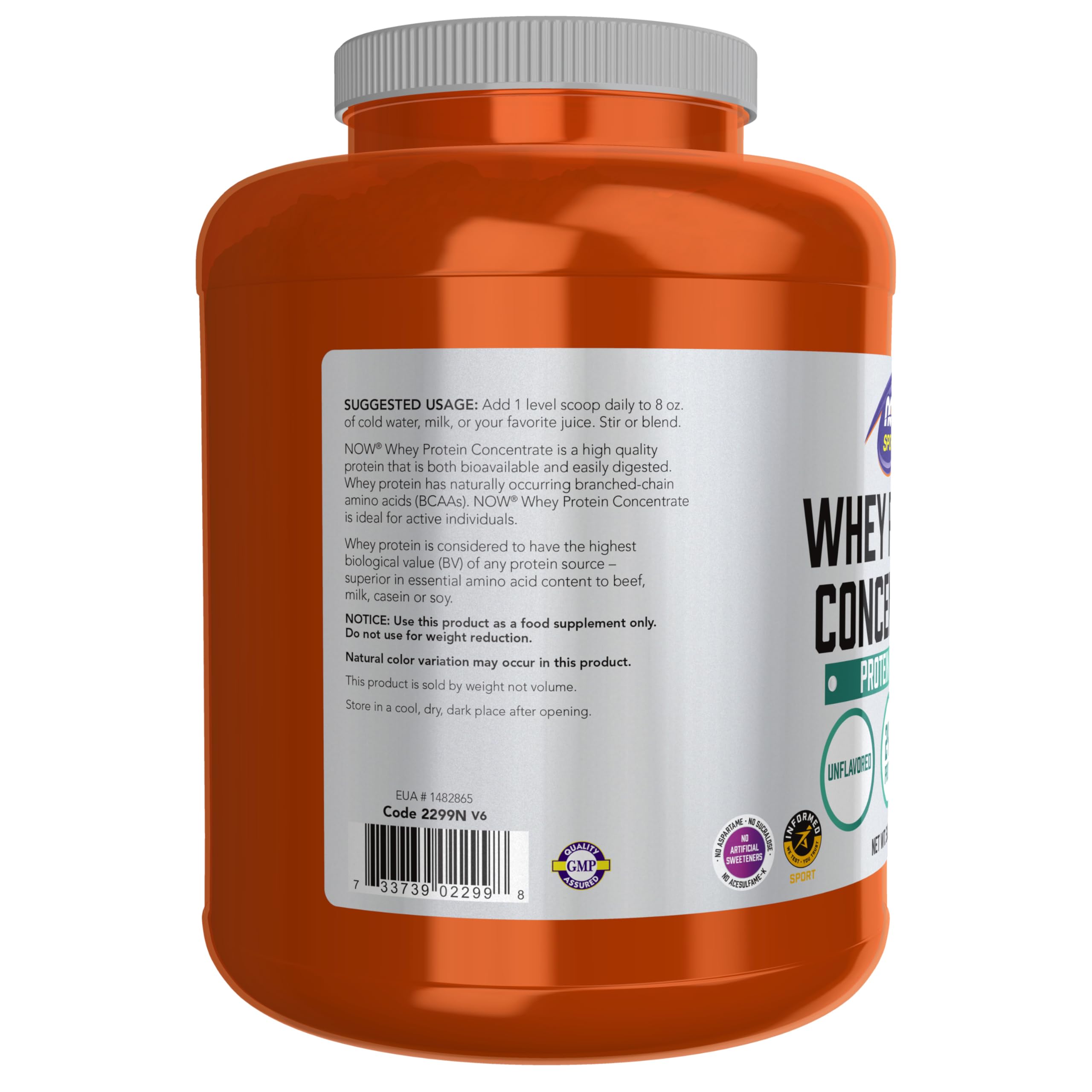 NOW Sports, Whey Protein Concentrate 24 g, Unflavored Powder, 5 lbs — Amazon image 3