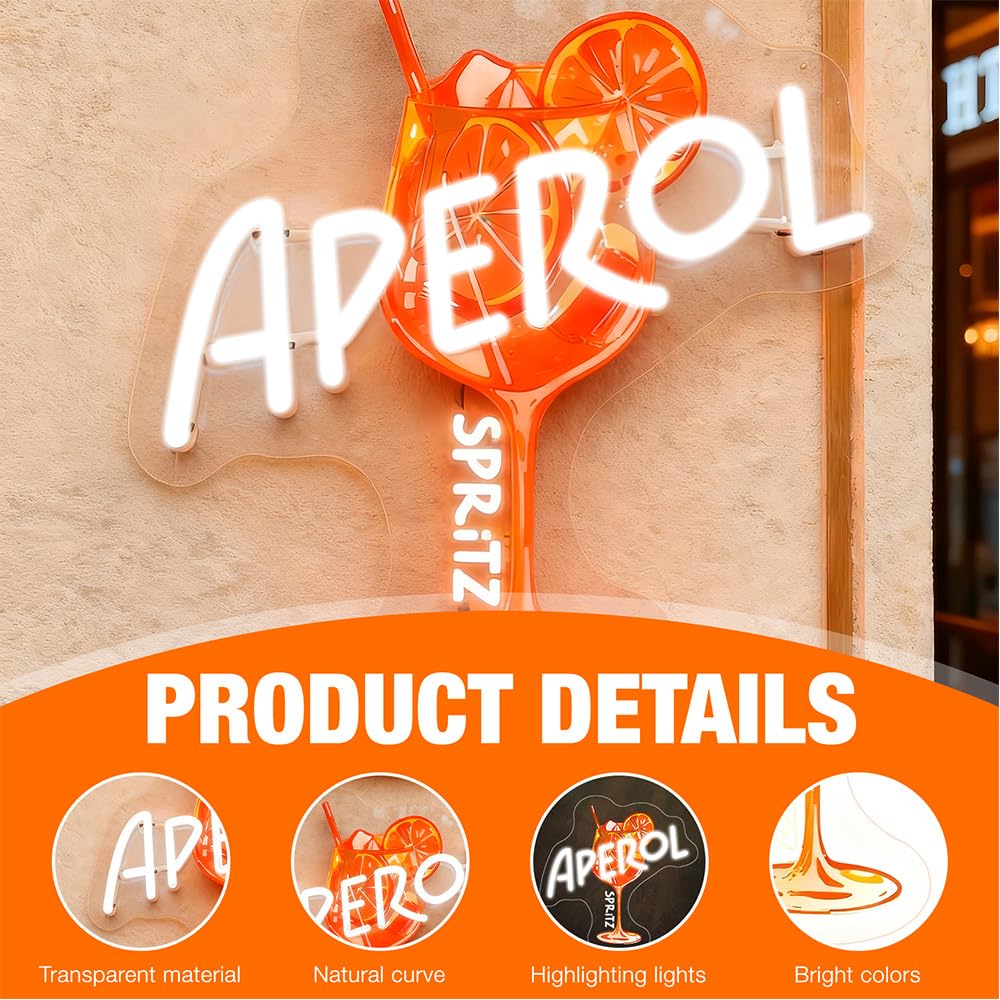 Mineup Aperol Insegna Al Neon, Aperol Spritz Insegne Al Neon Per Decorazione Da Parete, USB Luci Da Parete Al Neo a LED Per Bar Club Cocktail Feste Caverne Uomini Cucina