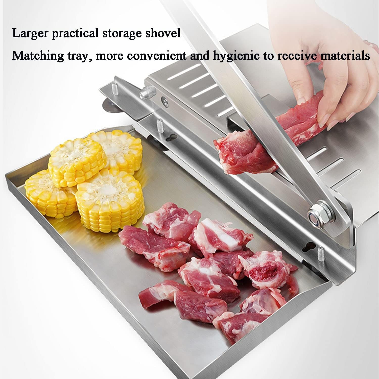 Manueller Fleischschneider aus massivem Edelstahl, Knochenfleischschneider, mit Fleischschale und Saugnapf, zum Schneiden von kleinem Fleisch, Knochen, Beef Jerky, Speck, Kräutern, Gebäck, abwaschbar