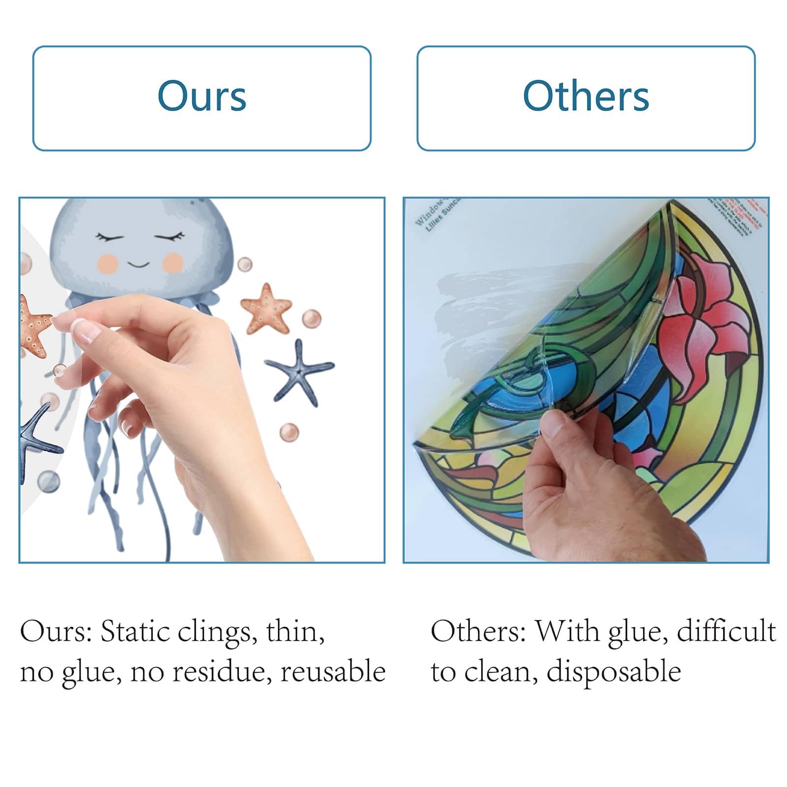 GORGECRAFT Adesivi Vetro Animali Marini - 4 Pezzi Tartaruga, Balena, Cavalluccio, Medusa | Pellicola Antiuccelli Per Finestre - Foto 4