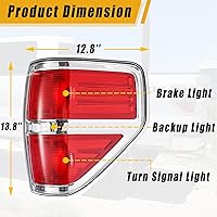 Vista 2 de Boine Compatible con Ford F150 F-150 2009, 2010, 2011, 2012, 2013, 2014, carcasa de luz trasera izquierda del lado del conductor, borde cromado