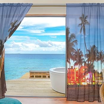 ハワイアンカーテン　カエナピンク Amazon｜レースカーテン 青い 迷彩 ハワイアン カーテン ミラー