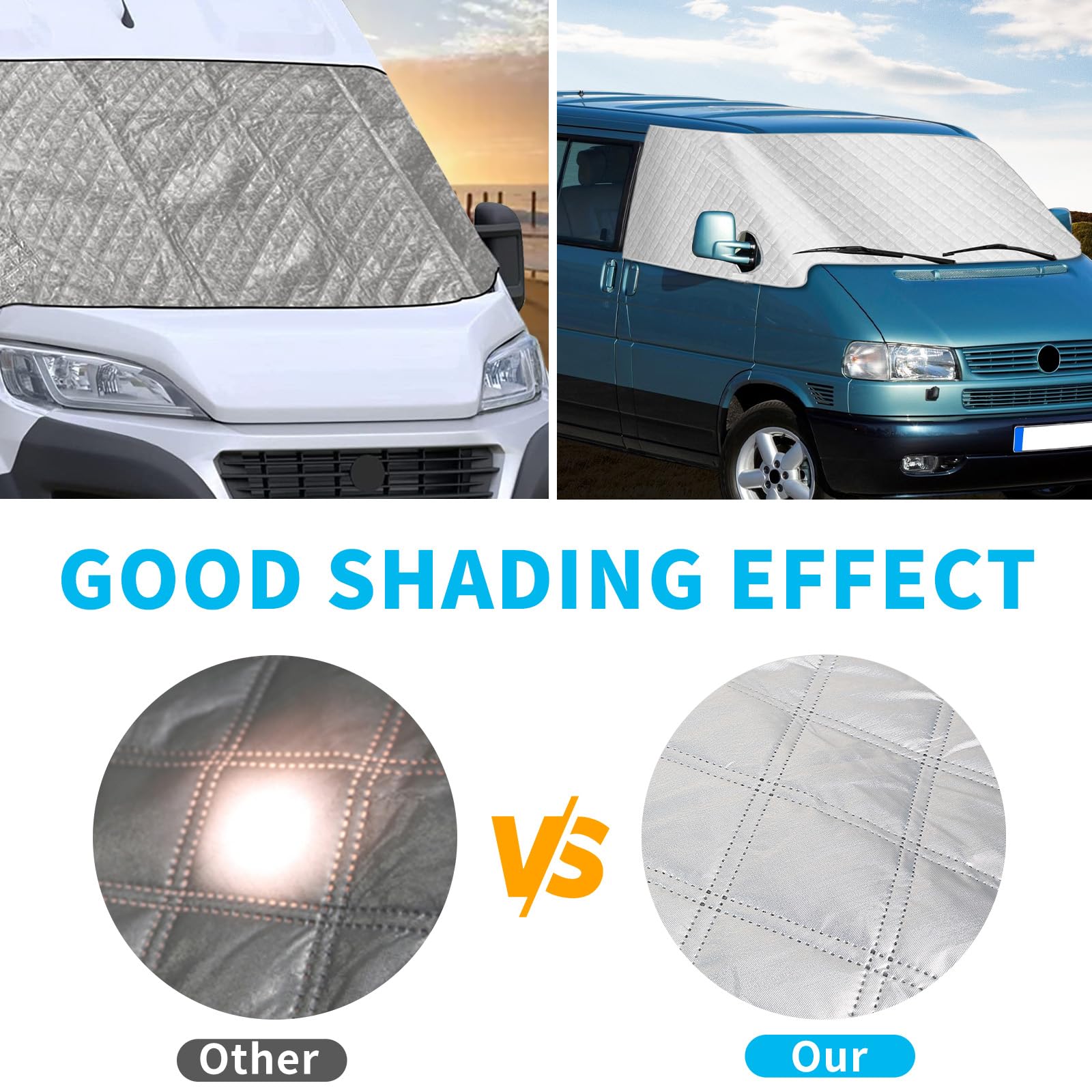 Auto Windschutzscheiben Abdeckung für VW T4 1990-2004, Faltbare Externe Thermo Scheibenabdeckung Windschutzscheibenabdeckung, Blockiert UV Strahlen Frontscheibenabdeckung
