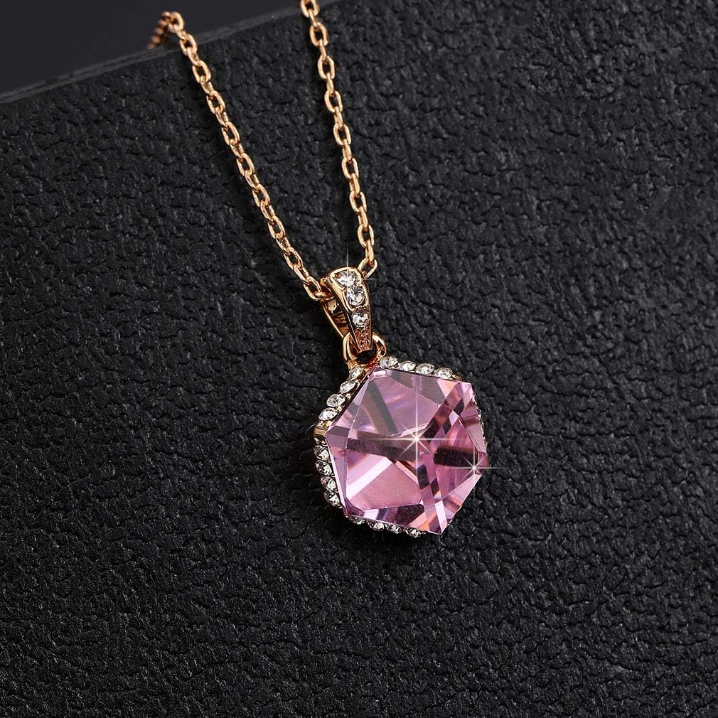 EVEVIC Color Changing Cubic Austrian Crystal Pendant Necklaces for Women 14K Gold Plated Hypoallergenic Jewelry - Image 3