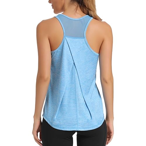 Aeuui Womens Workout Tops for Women Racerback Tank Tops Mesh Yoga Shirts Athletic Running Tank Tops Sleeveless Gym Clothes
