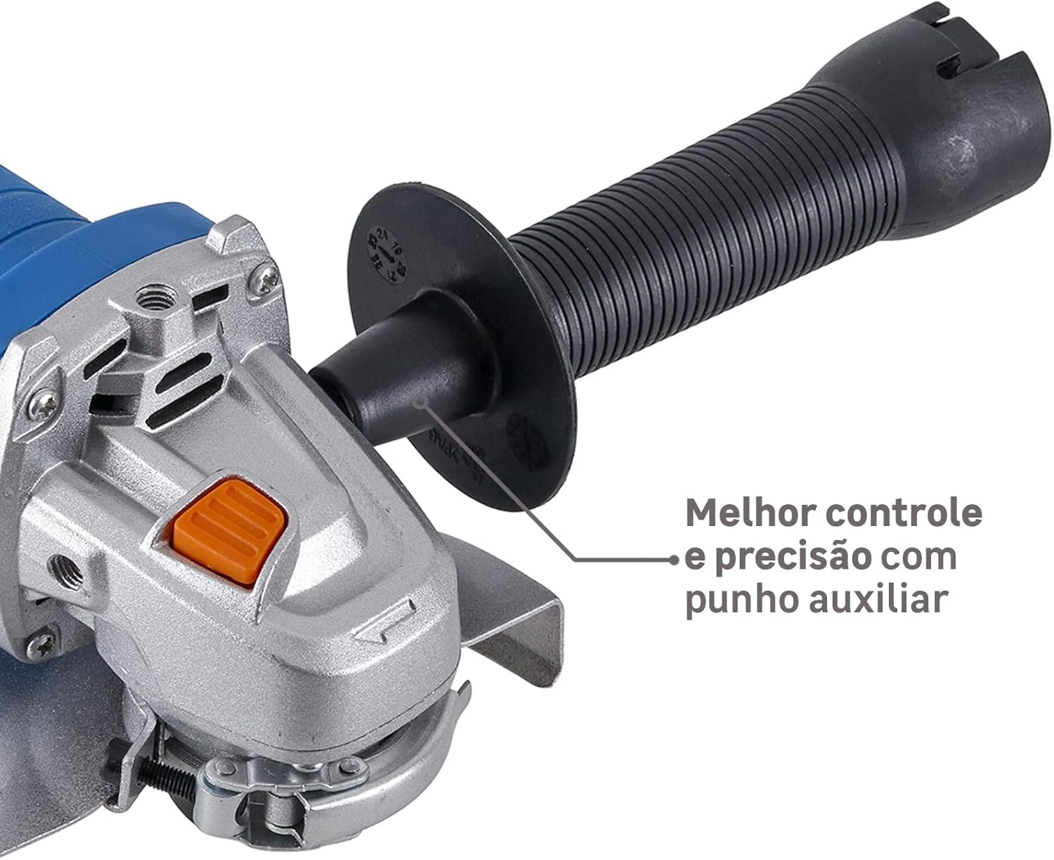 Angle grinder with auxiliary handle attached for better control
