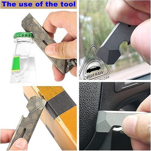 Miniatura 6 de Barra de palanca EDC de titanio con abridor de botellas, herramienta de palanca portátil (lavado a piedra)