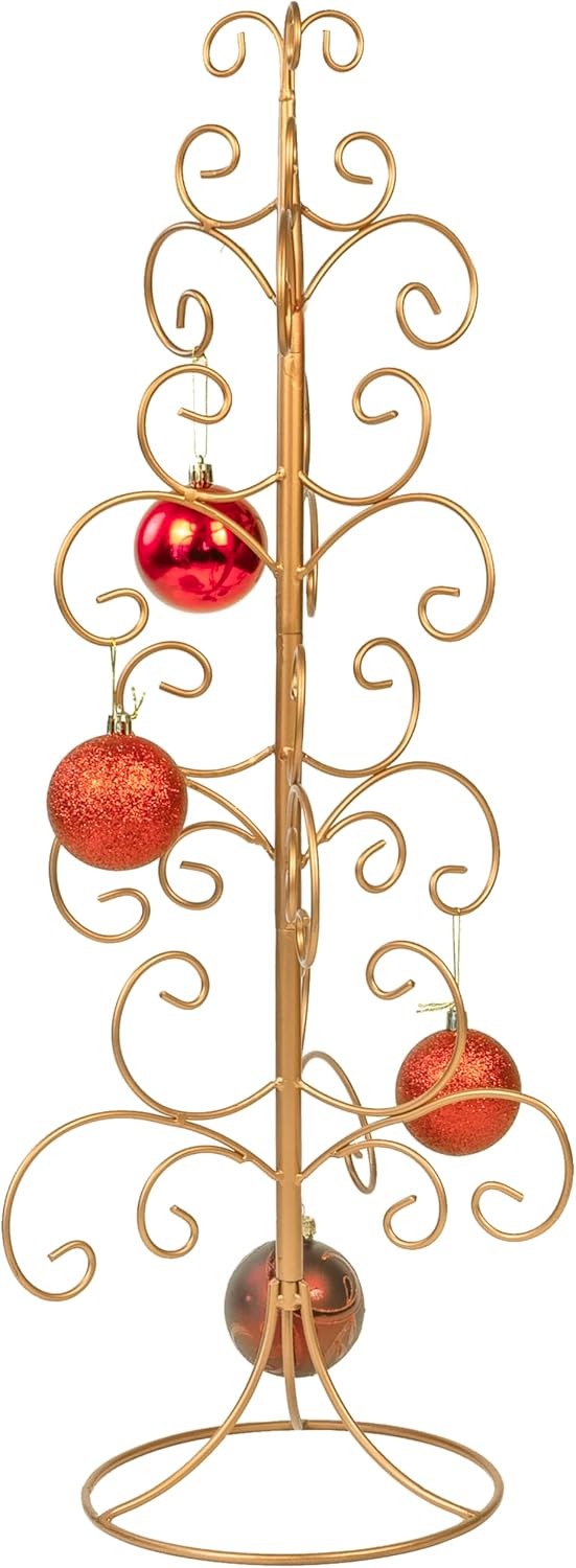 Red Co. 26” Metal Wire 5-Tier Ornament Display Tree Stand and Christmas Décor Holder - Gold