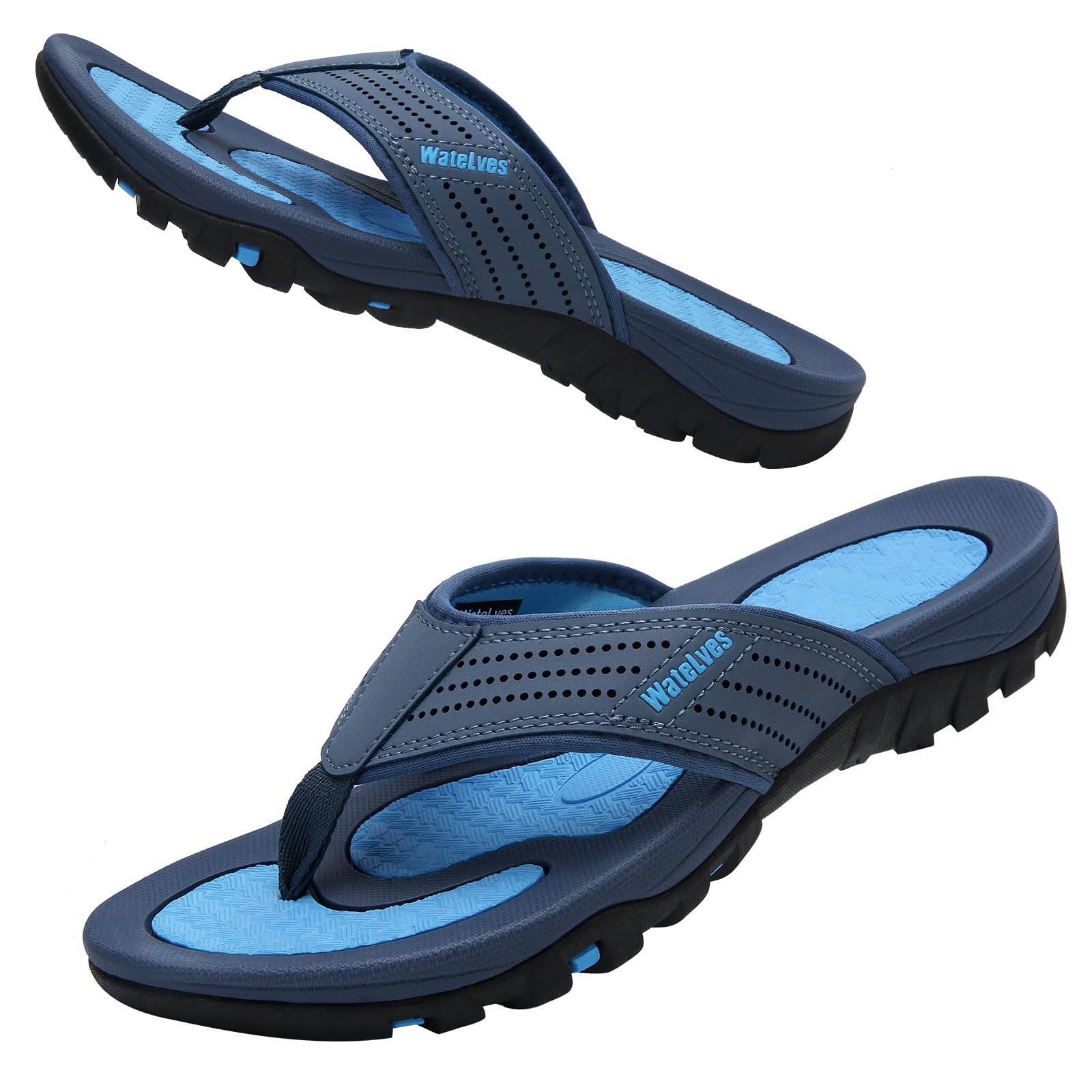 WateLves Chanclas Hombre Flip Flops con Soporte para el Arco Sandalias de playa Antideslizantes Comodas Fascitis Plantar Ortopedicas