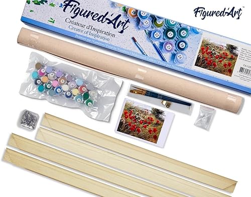 Vista 366 de Figured'Art - Juego de pintura por números, lienzo enrollado sin marco, para manualidades, para adultos, 16 x 20 pulgadas, jarrón de peonías