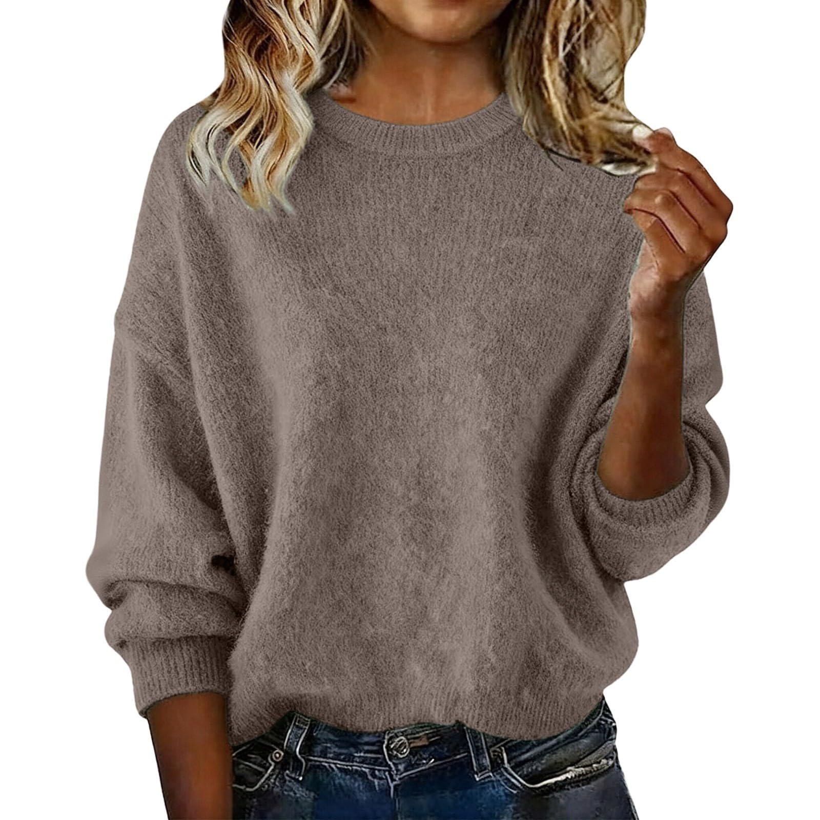 Warm Cashmere Sweaters for Women Crew Neck Wool Long Sleeve Winter Pullover Tops Lightweight Cozy Knit Sweater 2025