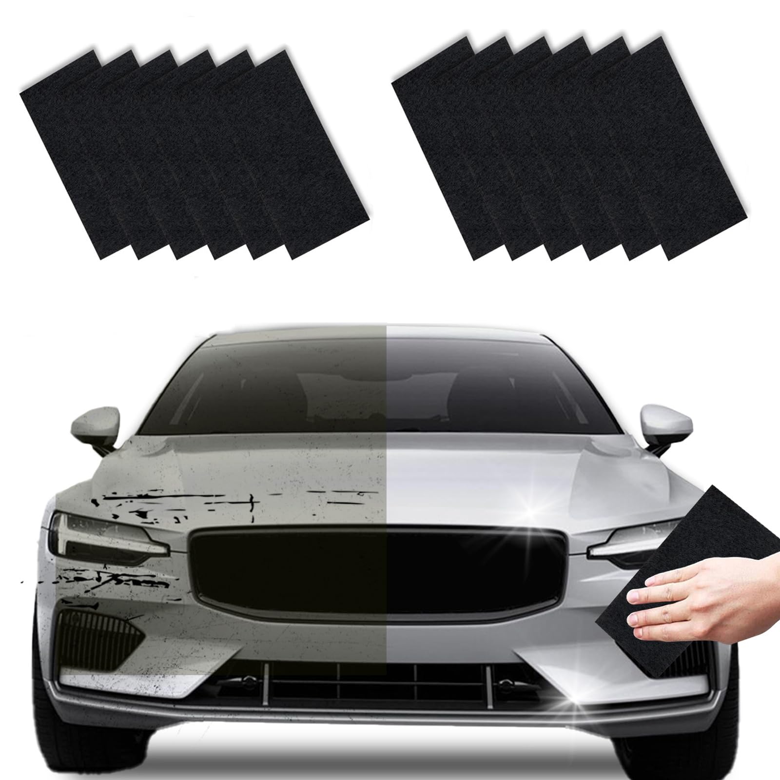 STAYOUNG 12 PCS Nano Sparkle Cloth Car - Nano Magic Cloth Scratch Remover Nano Cleaning Cloth Scratch Surface Polishing Light Paint Scratches(Black)