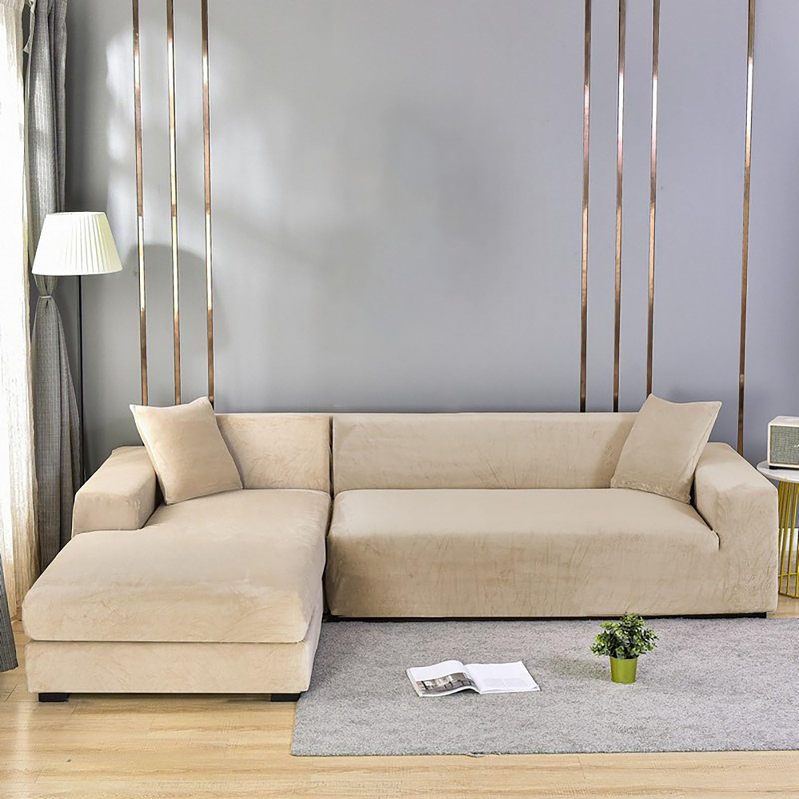 Housse de canapé universelle extensible et antidérapante en velours doux