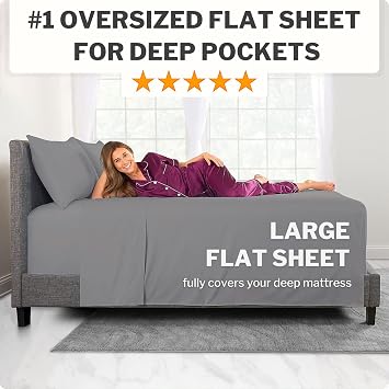 Extra Deep Pocket Cal King Bed-Sheets 4-Piece Includes: 18-21 Inch Super Extra Deep Pocket Fitted Sheet Oversize Flat Sheet 2 Zipper Closure Pillowcases California King Size Medium Gray