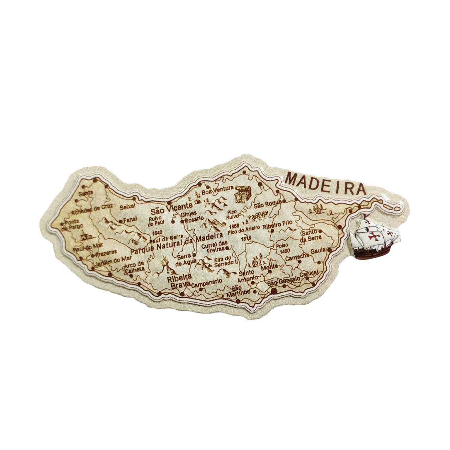 Wedarego Madeira Portugal 3D Map Refrigerator Magnet Resin Travel Souvenirs,Handmade Home & Kitchen Decoration Madeira Fridge Magnet Collection Gift