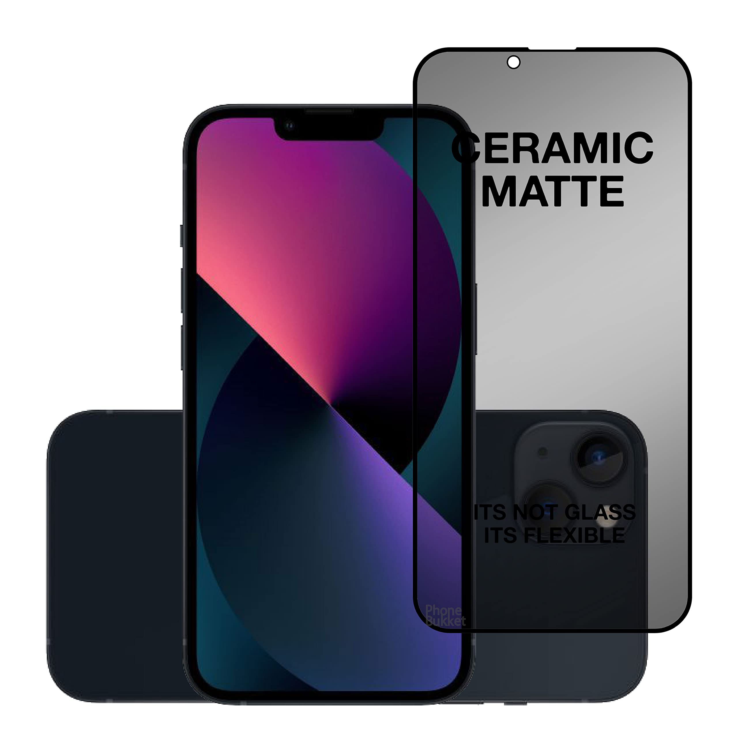 PhoneBukket Ceramic Matte Unbreakable Flexible Screen Guard Protector 21D for Apple iPhone 13 (Transparent) Edge to Edge Full Coverage, Pack of 1 (B09RJJD2W4) Amazon Price History, Amazon Price Tracker
