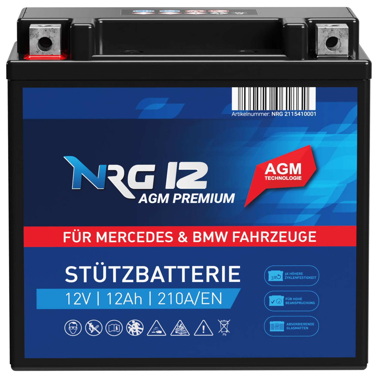 Batteria auto 12Ah 12V AGM batteria A2115410001 e 61217586977 di backup di supporto ausiliaria EK131 AUX14
