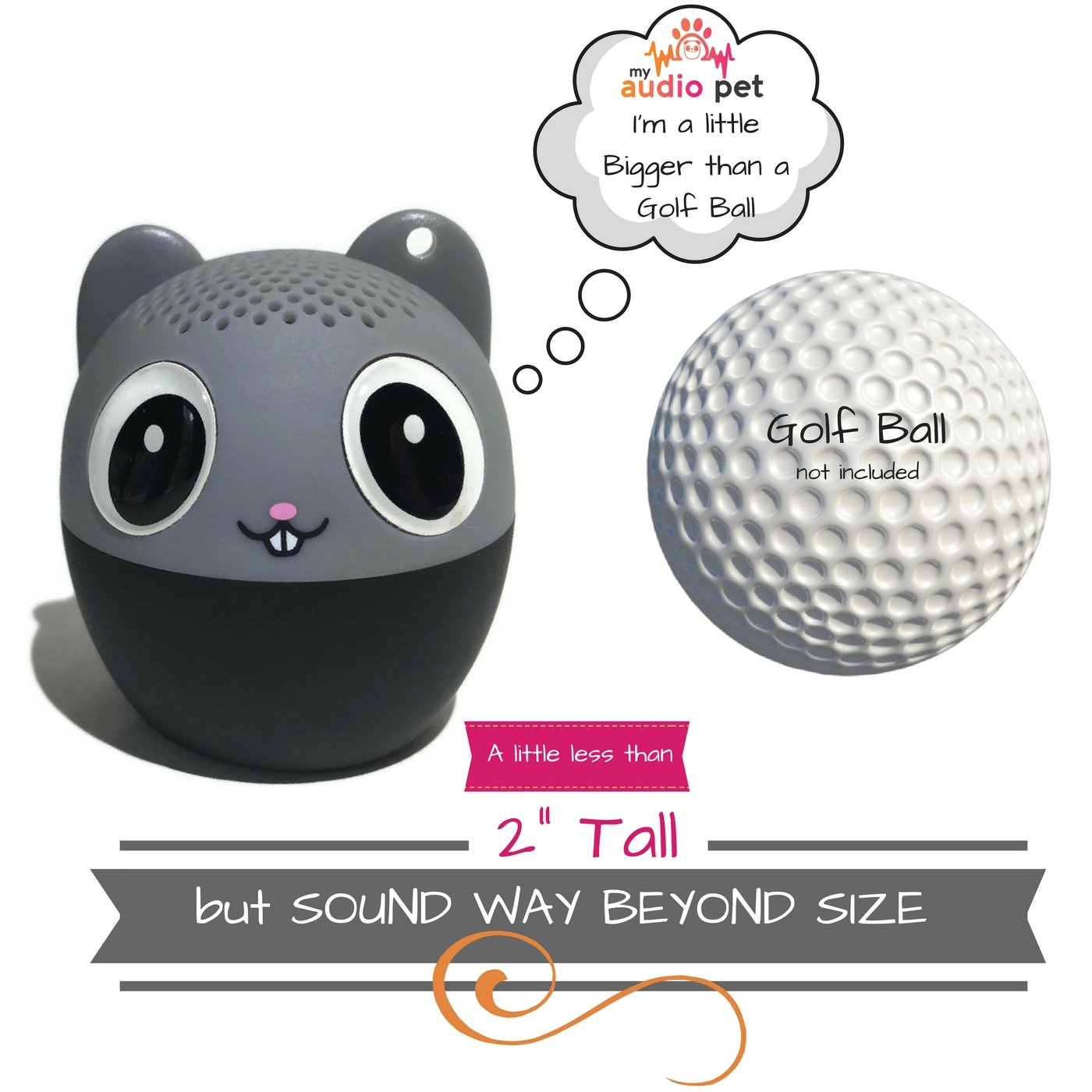 My Audio Pet Mini Bluetooth Animal Wireless Speaker with True Wireless Stereo Technology – Pair with Another TWS Pet for Powerful Rich Room-Filling Sound – (Mega Mouse)