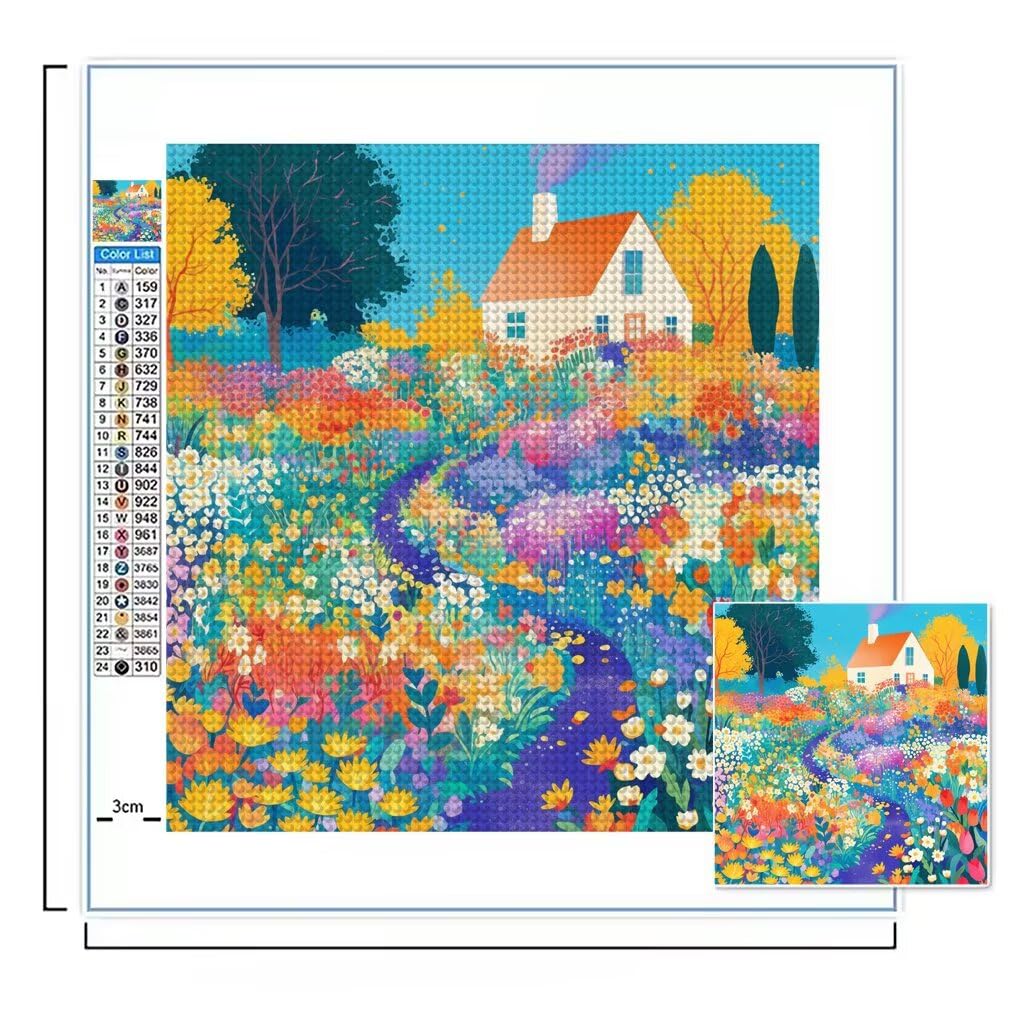 Diament Malarstwo Dom Diamentowa Sztuka Ogród Rysunek Diamentowy Obraz Diamentowy Obraz Pełny Zestaw Dorosłych 5D DIY Puzzle Ścieg Krzyżowy Mozaika Szkło Malowanie, Dekoracja Ściany Domu 60x80 cm