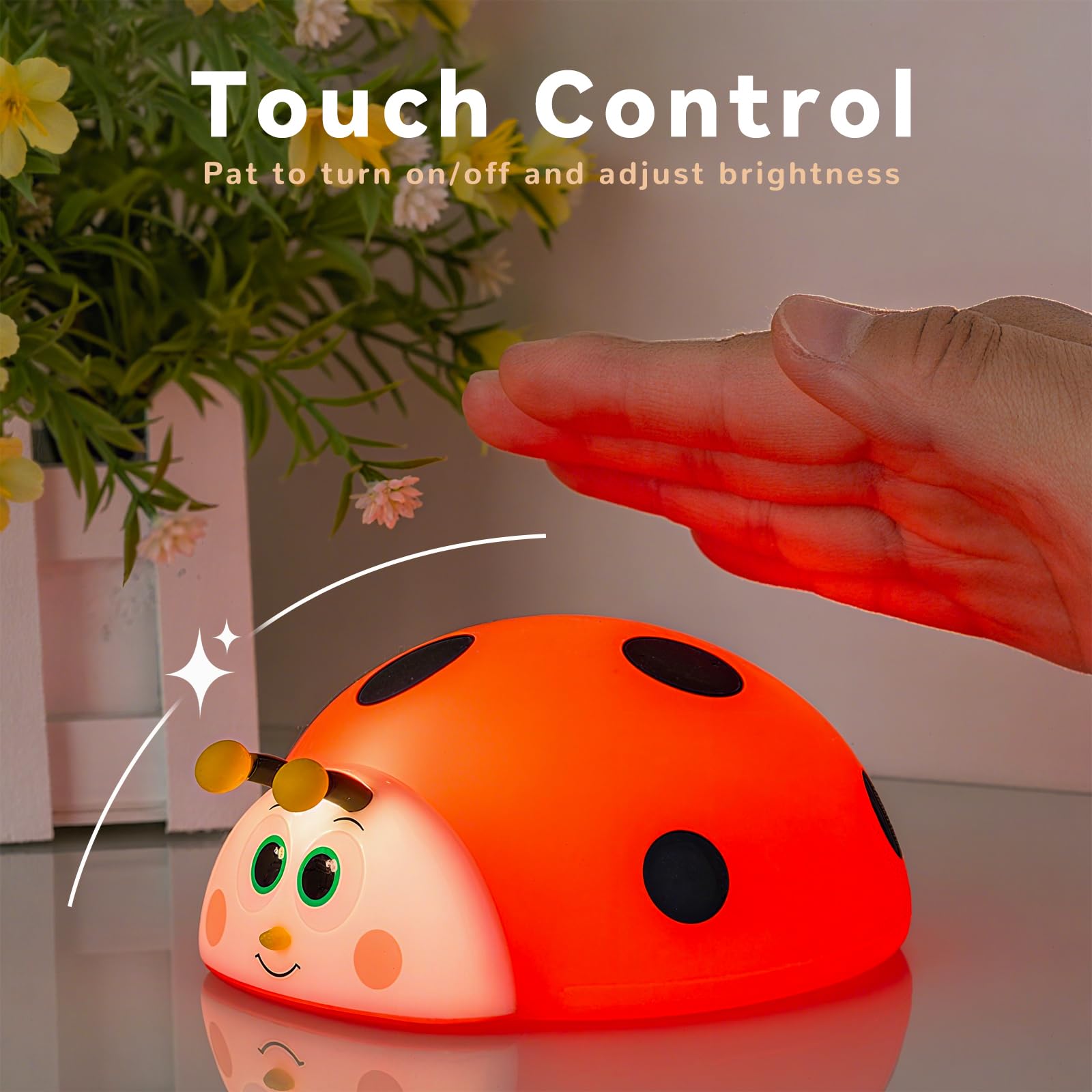 Cute Ladybug Nightlight for Baby, Soft Silicone Red Beetle Night