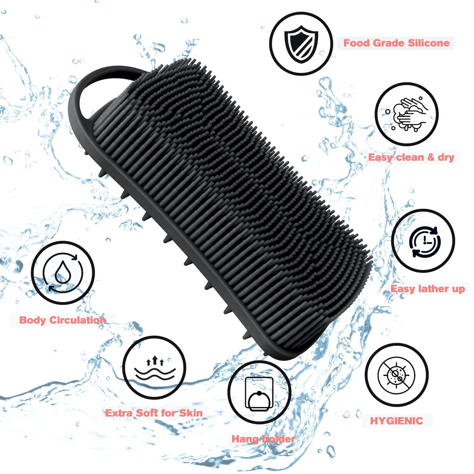 Limpiador Corporal De Silicona, Cepillo Exfoliante Suave Con Cerdas Suaves , Limpieza Profunda Y Masaje Del Cuero Cabelludo, Diseño Ergonómico Antideslizante, Secado Rápido, Apto Para, 22 Mm