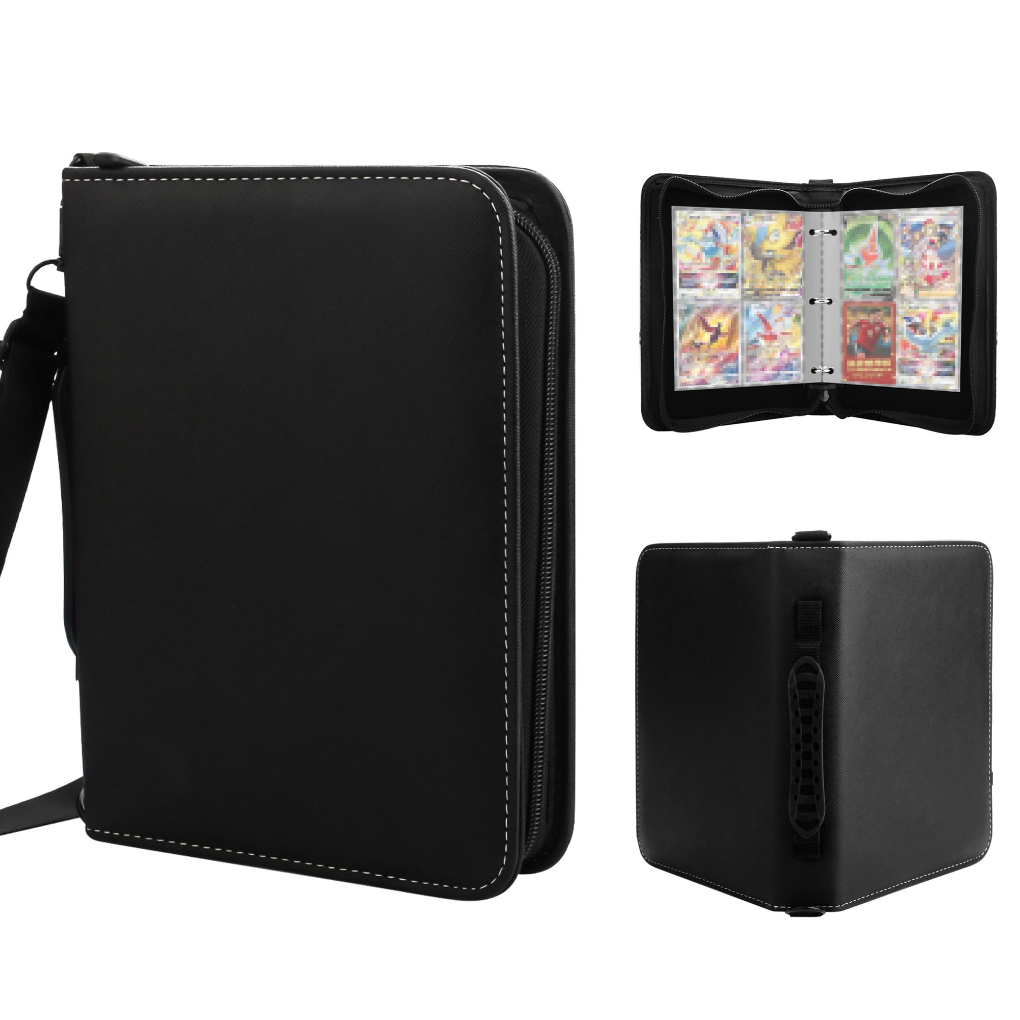 Trading Card Binder, 4 Pocket Portable Collection Folder with 50 Removable Sleeves for Pokemon, Football, Baseball, Game, Photocard Card Album Holder, Up to 400 Pocket