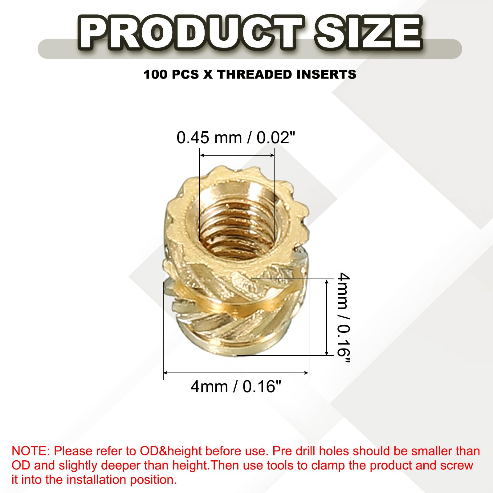 PATIKIL M2.5 Threaded Inserts M2.5x4x4mm - Image 2