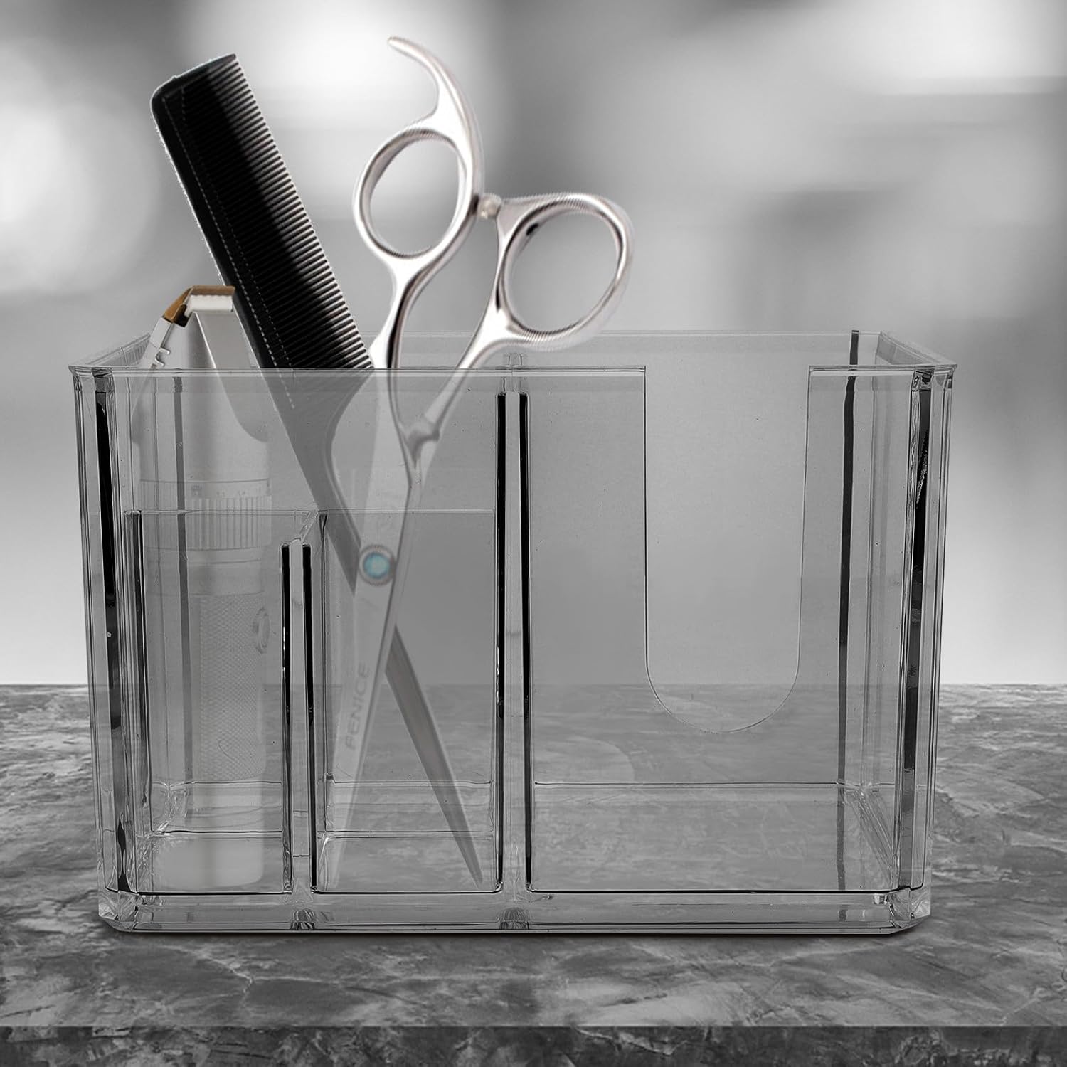 LIFKOME Hair Scissor Organizer Storage Box for Salon and Home Use, Lightweight Pp Material Large-capacity Compartment Areas, Non-slip Hairdressing Tool Holder for Scissors and Comb