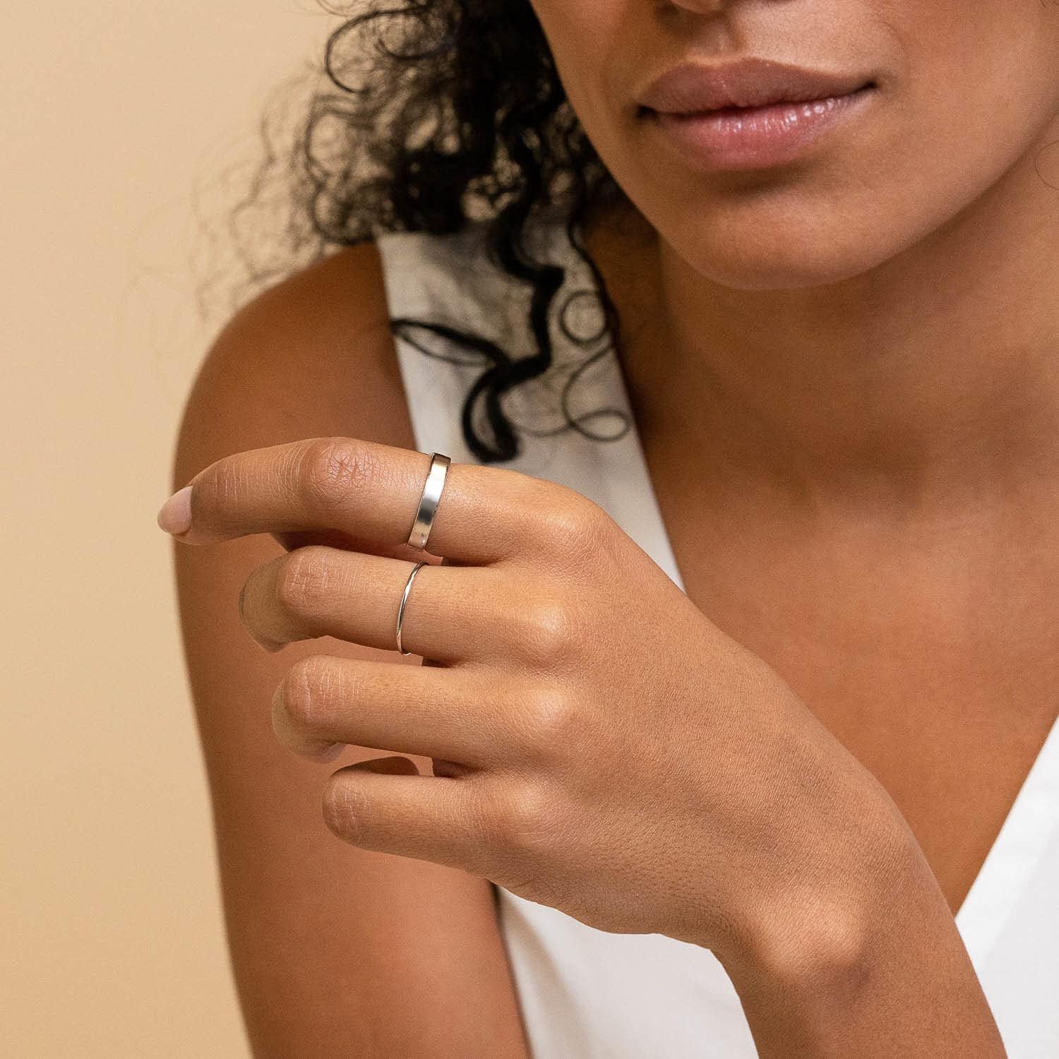 NOKMIT 3mm 14K Gold Filled Rings for Women Dainty Gold Stacking Stackable Band Thin Gold Thumb Pinky Finger Ring Non Tarnish Comfort Fit Size 4 to 11 - Image 2